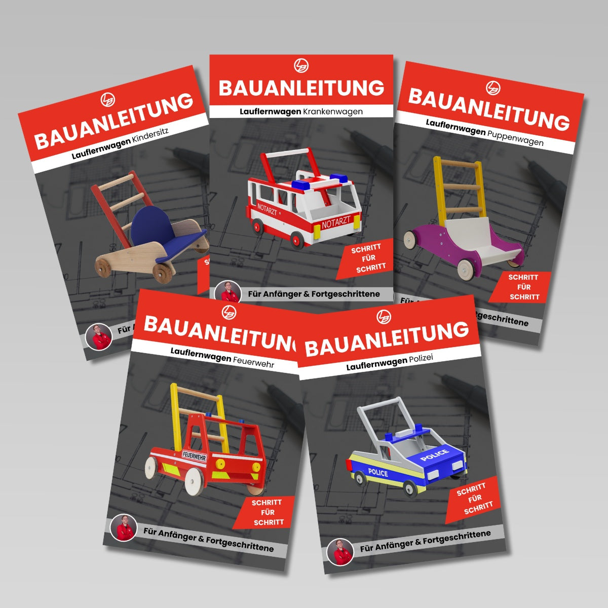 Lauflernwagen, alle Varianten (Bauanleitungen)