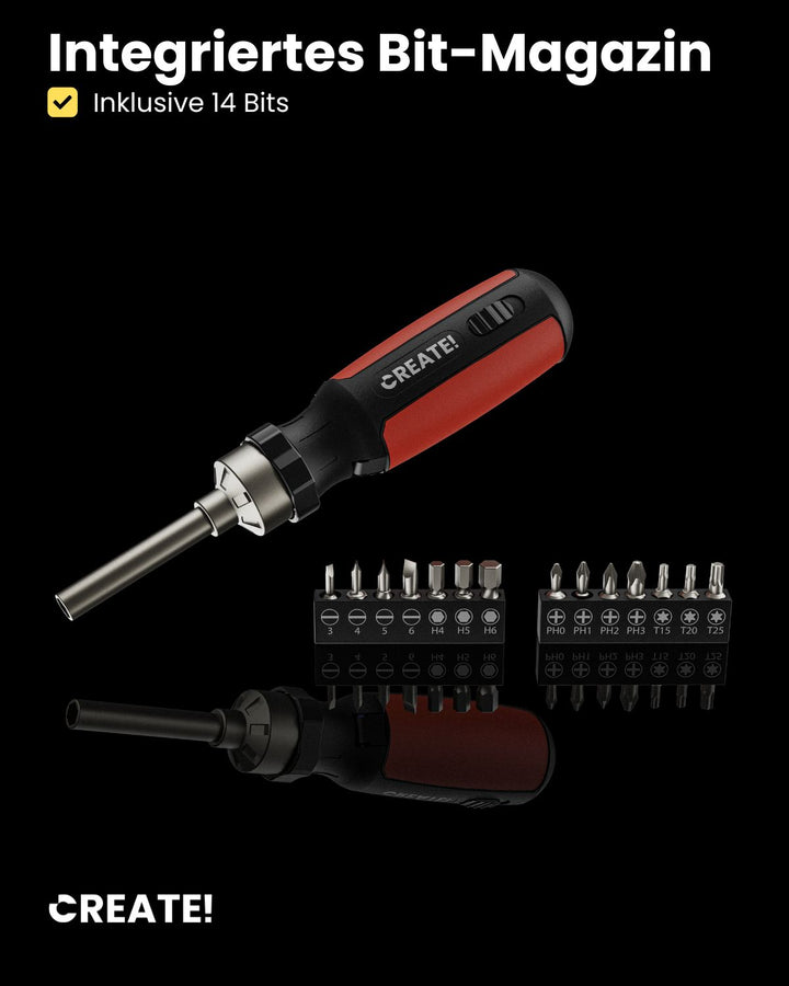 Ratschenschraubendreher inkl. Bit-Magazin - cRatchet-Driver