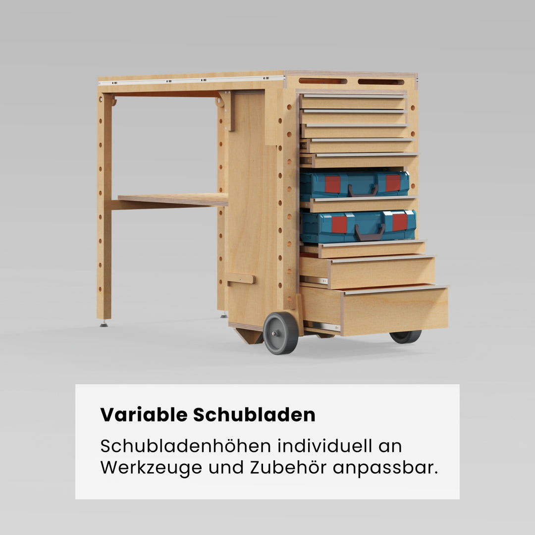 Werkzeugwagen mit Multifunktionstisch (Bauanleitung)