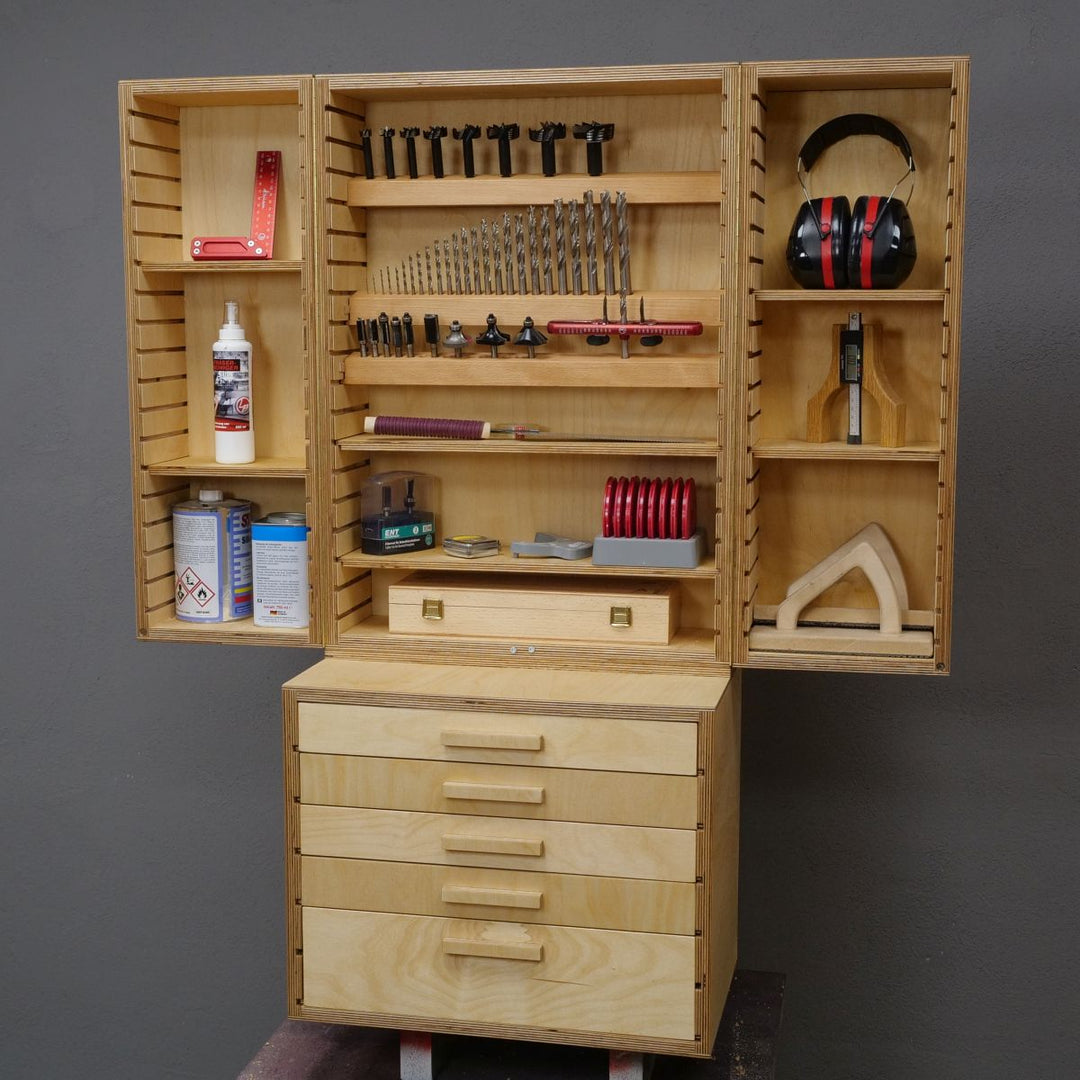 bohrer aufbewahrung holz Bohrer-, Fräser- und Werkzeugschrank (Bauanleitung)