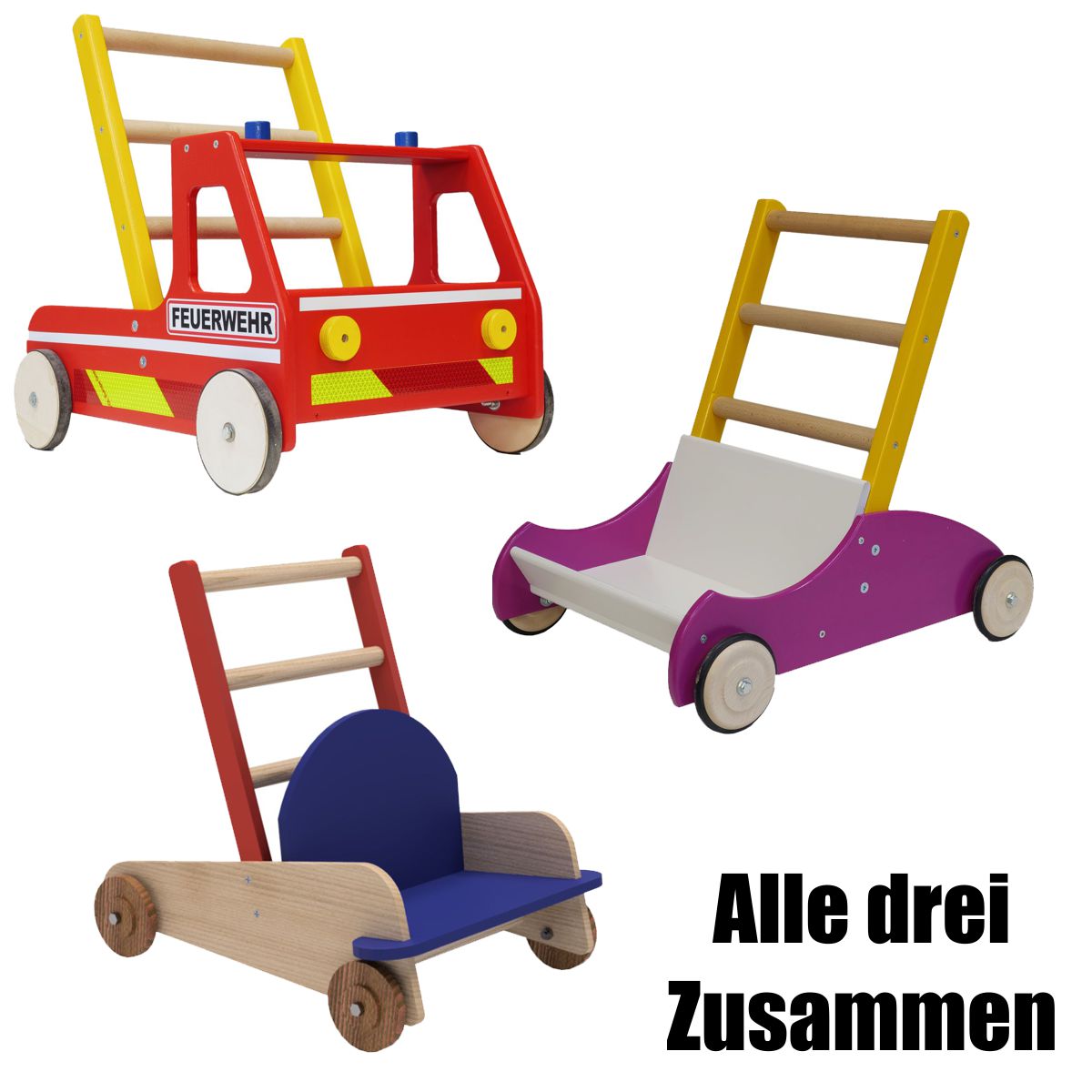 Alle drei Lauflernwagen zusammen (Bauanleitungen)